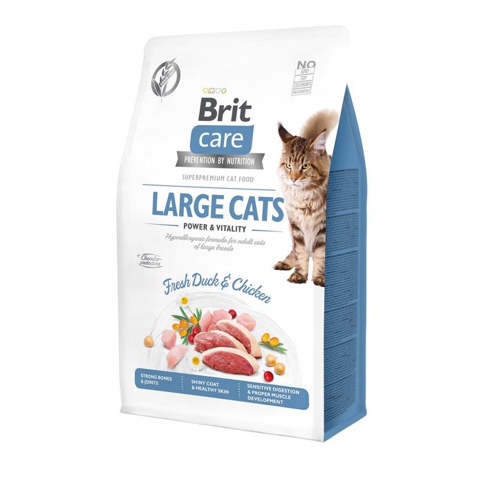 Сухий корм для котів великих порід Brit Care Cat GF Large cats Power & Vitality 400 г - курка і качка - masterzoo.ua