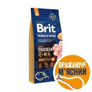 Brit Premium Dog Adult M сухий корм для собак 15 кг - курка - masterzoo.ua