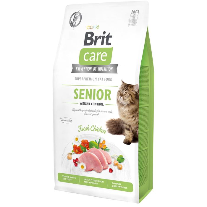 Сухий корм для літніх котів із зайвою вагою Brit Care Cat GF Senior Weight Control 7 кг - курка - masterzoo.ua