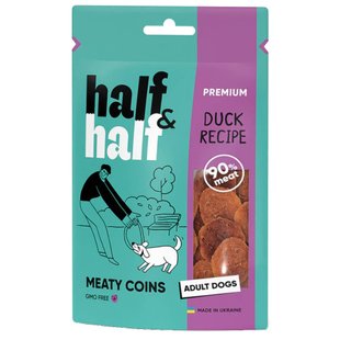 Ласощі для собак Half&Half Meaty Coins Adult 100 г - качка - masterzoo.ua