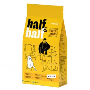 Сухий корм для котів Half&Half Adult 2 кг - яловичина - masterzoo.ua