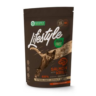 Сухий корм для котів Nature's Protection Lifestyle Sterilised Grain Free 400 г - лосось і криль - masterzoo.ua