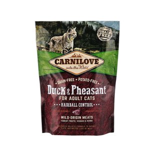 Сухий корм для виведення шерсті у котів Carnilove Cat Duck & Pheasant - Hairball Controll 400 г - качка та фазан - masterzoo.ua