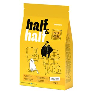 Сухий корм для котів Half&Half Adult 8 кг - яловичина - masterzoo.ua