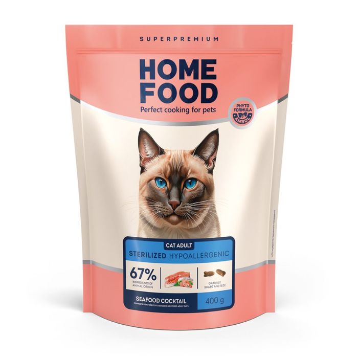 Сухий корм для котів Home Food Adult Hypoallergenic 400 г - морський коктейль - masterzoo.ua