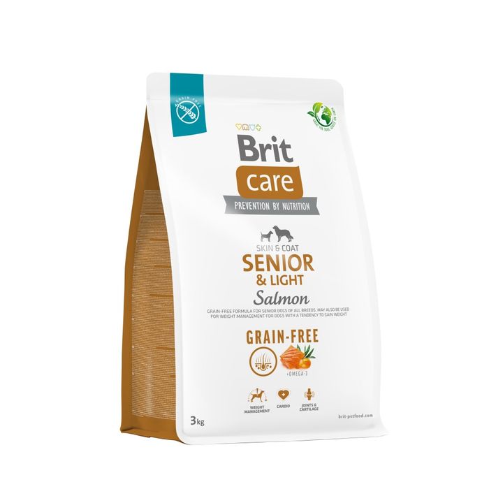 Сухий корм для старіючих собак Brit Care Dog Grain-free Senior & Light беззерновий | (лосось) 3 кг - masterzoo.ua