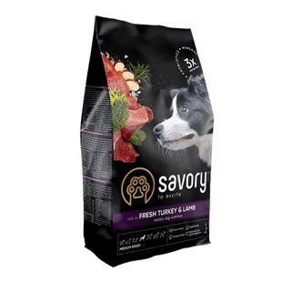 Savory Medium Breed сухий корм для собак 3 кг - індичка та ягня - masterzoo.ua