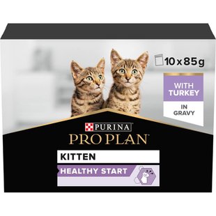 Вологий корм для кошенят Pro Plan Kitten Healthy Start 10 pouch х 85 г - індичка - masterzoo.ua