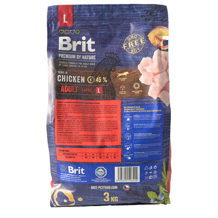 Сухий корм для собак Brit Premium Dog Adult L 3 кг - курка - masterzoo.ua