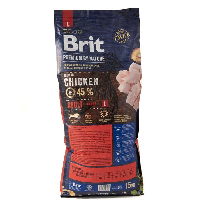 Сухий корм для собак Brit Premium Dog Adult L 15 кг - курка - masterzoo.ua