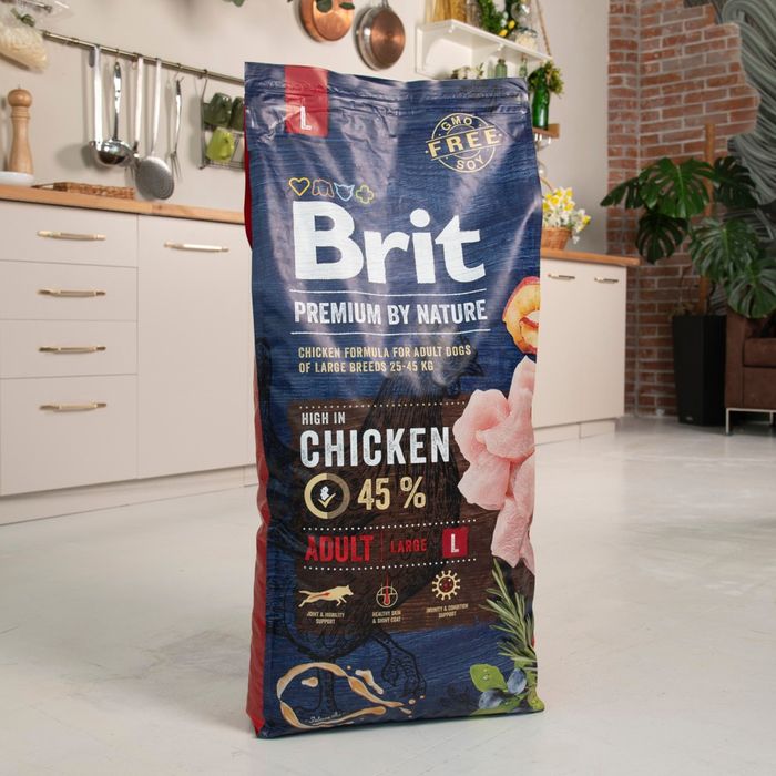 Сухий корм для собак Brit Premium Dog Adult L 15 кг - курка - masterzoo.ua