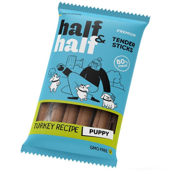 Ласощі для цуценят Half&Half Tender Sticks Puppy 100 г - індичка - masterzoo.ua