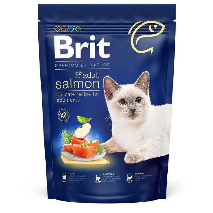 Сухий корм для котів Brit Premium by Nature Cat Adult Salmon 800 г - лосось - masterzoo.ua