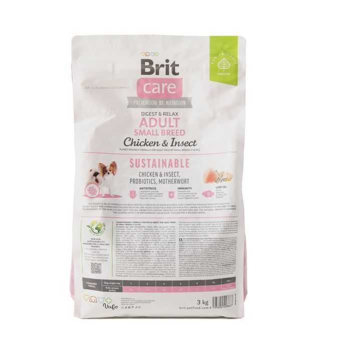 Сухий корм для собак Brit Care Dog Sustainable Adult Small Breed 3 кг - курка та комахи - masterzoo.ua