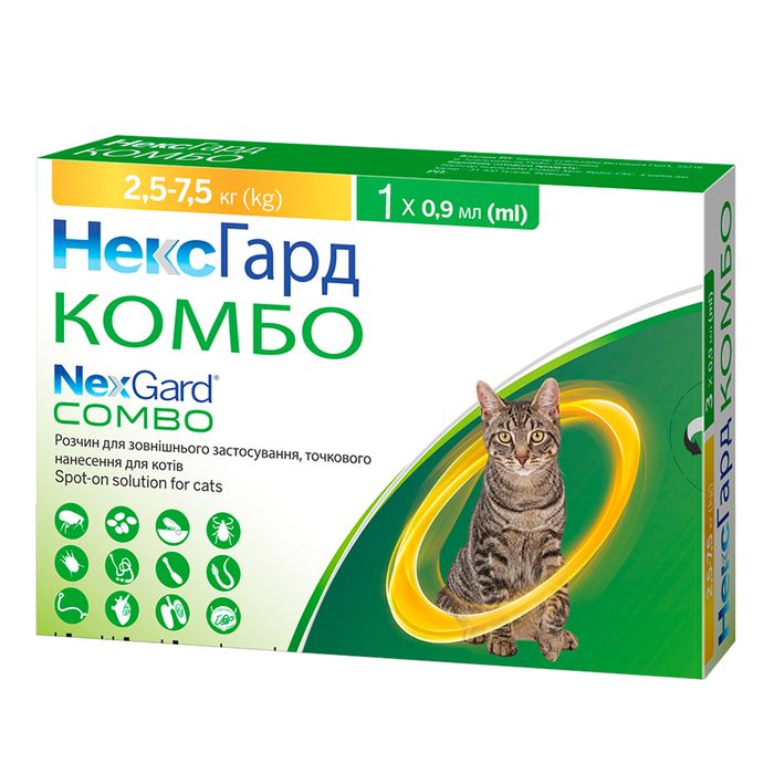 Краплі на холку Boehringer Ingelheim NexGard Combo Spot-ON L від 2,5 до 7,5 кг 1 піпетка - masterzoo.ua