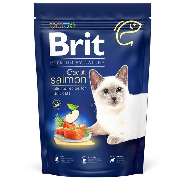 Сухий корм для котів Brit Premium by Nature Cat Adult Salmon 1,5 кг - лосось - masterzoo.ua