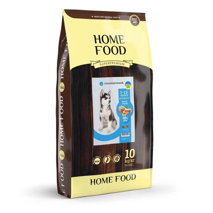 Сухий корм для цуценят Home Food Medium/Maxi 10 кг - форель і рис - masterzoo.ua