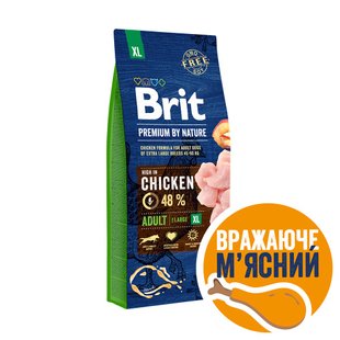 Сухий корм для дорослих собак гігантських порід (вагою від 45 кг) Brit Premium Adult XL 15 кг (курка) - masterzoo.ua