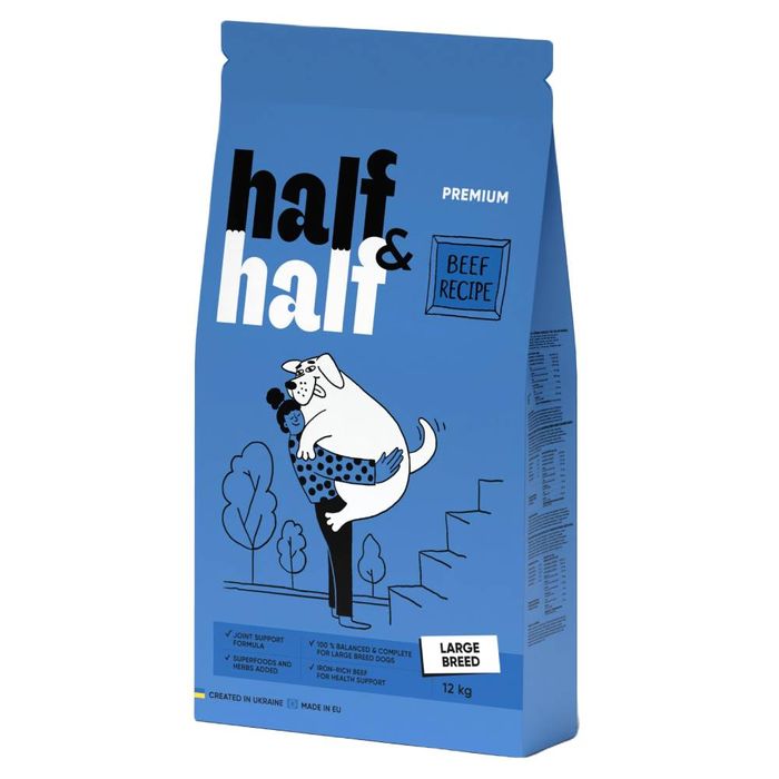 Сухий корм для собак Half&Half Large Breed 12 кг - яловичина - masterzoo.ua