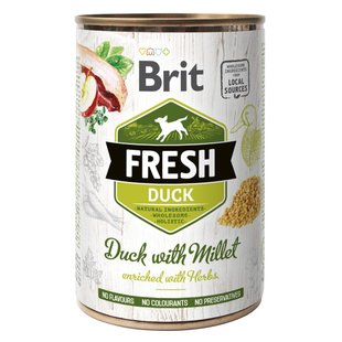 Вологий корм для собак Brit Fresh Duck with Millet 400 г (качка) - masterzoo.ua