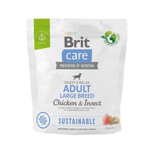 Сухий корм для собак великих порід Brit Care Dog Sustainable Adult Large Breed (курка та комахи) 1 кг - masterzoo.ua