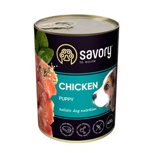 Вологий корм для цуценят Savory 400 г - курка - masterzoo.ua