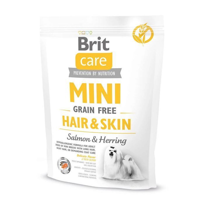 Brit Care Mini GF Hair&Skin сухий корм для собак 400 г - лосось та оселедець - masterzoo.ua