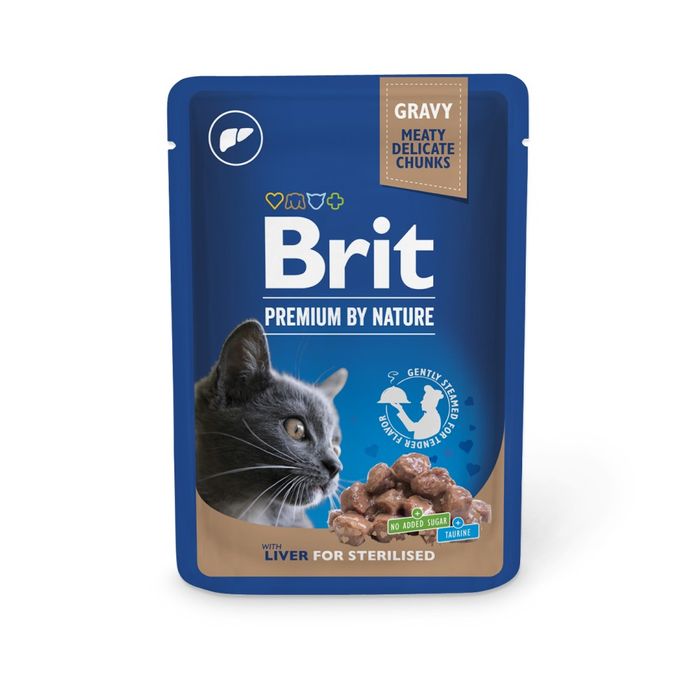 Вологий корм для котів Brit Premium Sterilised pouch 100 г - печінка - masterzoo.ua