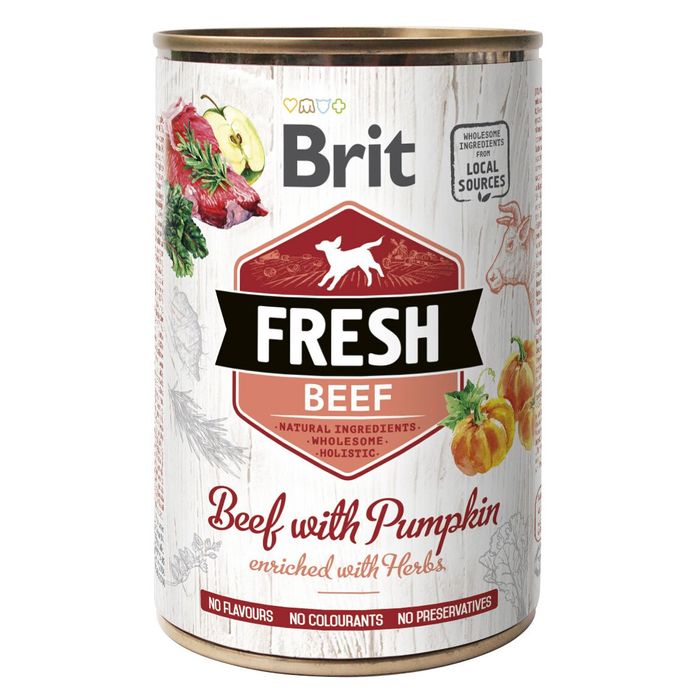 Вологий корм для собак Brit Fresh Beef with Pumpkin 400 г (яловичина) - masterzoo.ua