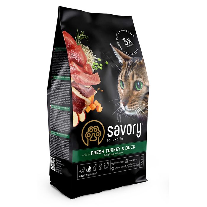 Сухий корм для котів Savory Adult Gourmand 400 г - індичка та качка - masterzoo.ua